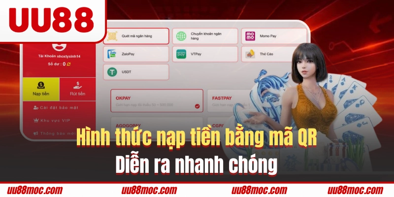 Hình thức nạp tiền bằng mã QR diễn ra nhanh chóng